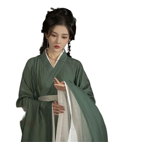 AIHERQG Frauen Alte Chinesische Traditionelle Hanfu Set Weibliche Cosplay Kostüm Sommer Grüne Jacke Mit Weißen Kleid Sets(M) von AIHERQG