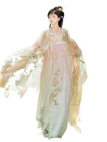 AIHERQG Frauen Altes Chinesisches Traditionelles Hanfu Weibliches Cosplay Kostüm Party Lila Blau Cyan-Rosa Kleid(Cyan-pink set,M) von AIHERQG