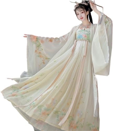 AIHERQG Hanfu-Kleid for Damen, traditionell, Chinesisch, Vintage, Hanfu, Halloween, Karneval, Cosplay-Kostüm, Hanfu-Kleid, Übergröße XL(Beige1,XS) von AIHERQG