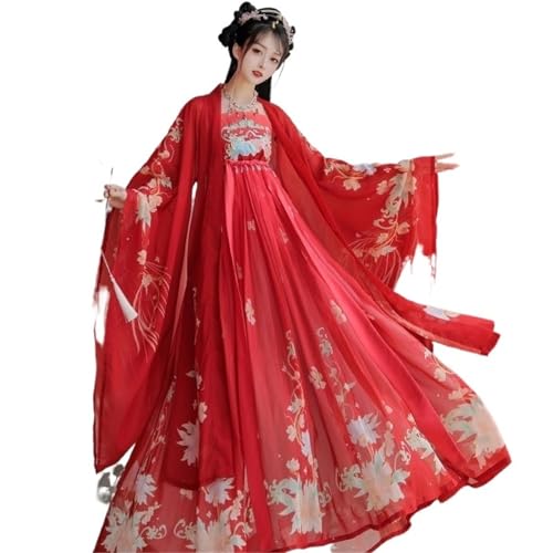 AIHERQG Hanfu-Kleid for Damen, traditionell, Chinesisch, Vintage, Hanfu, Halloween, Karneval, Cosplay-Kostüm, Hanfu-Kleid, Übergröße XL(Red1,M) von AIHERQG