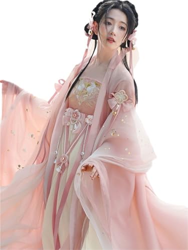 AIHERQG Hanfu-Kleid for Damen, traditionelles chinesisches Cosplay-Kostüm, Tang-Dynastie, antikes Hanfu-Sommerkleid, Rosa, 8-teilig, Bühnentanzkleid(S) von AIHERQG