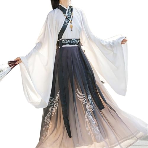 AIHERQG Hanfu-Kostüm for Männer und Frauen im Paarstil der Wei Jin-Dynastie, antikes Kleid im chinesischen Stil, taillenlange Frühlings- und Herbstkleidung(Black Lining1,L) von AIHERQG