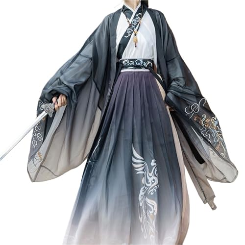 AIHERQG Hanfu-Kostüm for Männer und Frauen im Paarstil der Wei Jin-Dynastie, antikes Kleid im chinesischen Stil, taillenlange Frühlings- und Herbstkleidung(Black Suit1,L) von AIHERQG