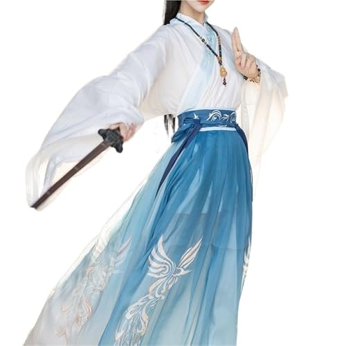 AIHERQG Hanfu-Kostüm for Männer und Frauen im Paarstil der Wei Jin-Dynastie, antikes Kleid im chinesischen Stil, taillenlange Frühlings- und Herbstkleidung(Blue Lining1,S) von AIHERQG