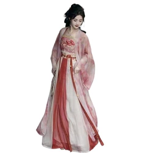 AIHERQG Hanfu Song-Dynastie Bedrucktes besticktes Longshirt Camisole Faltenrock Set Traditionelles Kostüm im chinesischen Stil(L) von AIHERQG