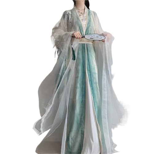 AIHERQG Hanfu im chinesischen Stil – Damenkleidung, Tang-Hemd mit langen Ärmeln, schwere Stickerei, traditionelles Alltagskleid(Suit 2,S) von AIHERQG