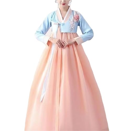AIHERQG Koreanisches Hanbok-Kleid for Frauen, uraltes traditionelles Bühnentanzkostüm, asiatische Kleidung, Damenpalast, koreanisches Hochzeitstanztuch(Pink,S) von AIHERQG
