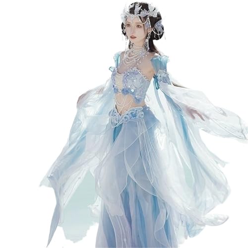 AIHERQG Original Hanfu Kleid Exotische Meerjungfrau Prinzessin Schrittweise Druck Stickerei Chinesische Elemente Fee Cosplay Kostüm Set(L) von AIHERQG