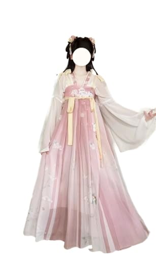AIHERQG Traditionelles Hanfu-Kostüm, Partykleid, langärmeliges Kleid im chinesischen Stil, Vintage, süßes Fee-Lolita-Kleid(Beige1,S) von AIHERQG