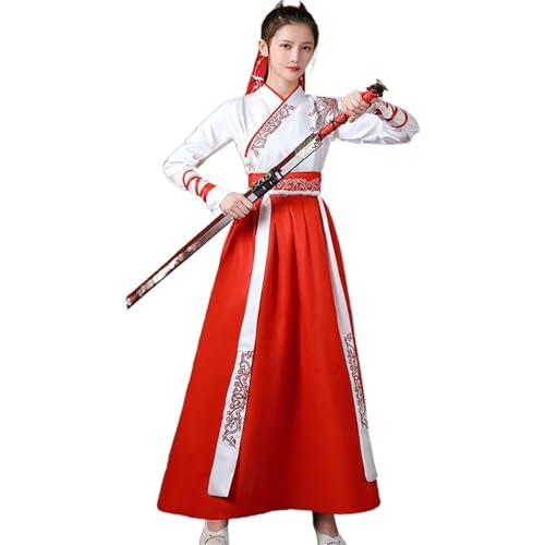 AIHERQG Unisex Erwachsene Kampfstil Hanfu Weiblich Traditionelle Chinesische Kleidung Kreuzkragen Han Anzug Männlich Antikes Cosplay Paarkostüm(Color2,4XL) von AIHERQG