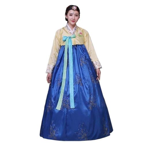 AIHERQG Weibliches Koreanisches Hanbok Traditionelles Kleid Palast Korea Hochzeit Tanzkostüm Oriantal Dae Jang Geum Kostüm for Bühne(Blue,M) von AIHERQG