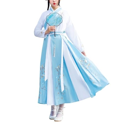 AIHERQG Weibliches Koreanisches Hanbok Traditionelles Kleid Palast Korea Hochzeit Tanzkostüm Oriantal Dae Jang Geum Kostüm for Bühne(Light blue,XL) von AIHERQG