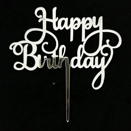 AILEXI 1 Count Acryl Glitter Kuchen dekorieren Topper - Happy Birthday Silber AILEXI 1 Count Acryl Glitter Kuchen dekorieren Topper - Happy Birthday Silber von AILEXI