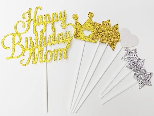 AILEXI 8 Counts Glitter Kuchen Dekorieren Toppers FÜR - Happy Birthday Mom Gold AILEXI 8 Counts Glitter Kuchen Dekorieren Toppers FÜR - Happy Birthday Mom Gold von AILEXI