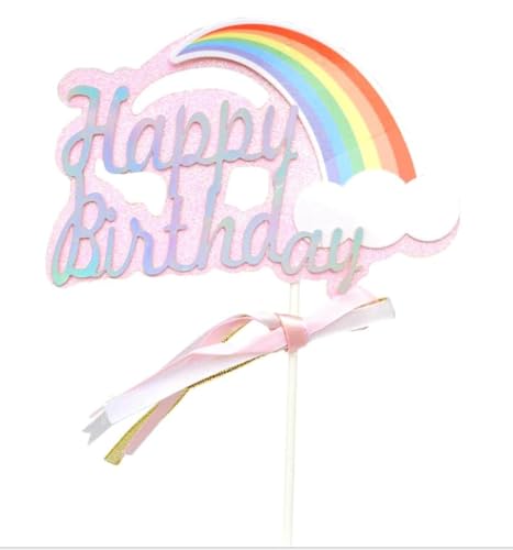 AILEXI Handgemachte 1 Count Glitter Kuchen Dekorieren Toppers - Happy Birthday Pink und Silber Regenbogen AILEXI Handgemachte 1 Count Glitter Kuchen Dekorieren Toppers - Happy Birthday Pink und Silber Regenbogen von AILEXI