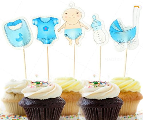 AILEXI Handmade 20 count kuchen dekorieren topper für kuchen cupKuchen und eis - Baby Dusche Junge AILEXI Handmade 20 count kuchen dekorieren topper für kuchen cupKuchen und eis - Baby Dusche Junge von AILEXI