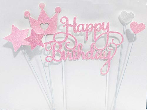 AILEXI Handmade 6 Counts Glitter Cake Decorating Toppers for Cupcake and Ice-Cream - Happy Birthday Glitter Pink Set AILEXI Handmade 6 Counts Glitter Cake Decorating Toppers for Cupcake and Ice-Cream - Happy Birthday Glitter Pink Set von AILEXI