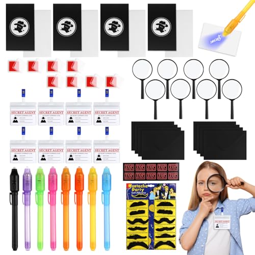 AILUYA 66 Stück Detektiv Set Kinder, Detektiv Kindergeburtstag Mitgebsel mit UV Stift, Notizbuch, Detektivausweis, Lupen, Stempelkissen, Kindergeburtstag Detektiv Rollenspiel für Jungen, Mädchen AILUYA 66 Stück Detektiv Set Kinder, Detektiv Kindergeburtstag Mitgebsel mit UV Stift, Notizbuch, Detektivausweis, Lupen, Stempelkissen, Kindergeburtstag Detektiv Rollenspiel für Jungen, Mädchen von AILUYA