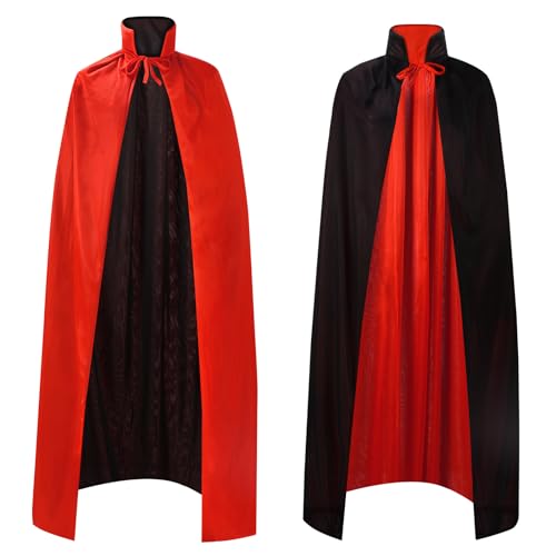 AIMEJZM Erwachsene Vampir Umhang Unisex Reversible Cape Schwarz Rot Robe für Halloween Weihnachten Kostüm Cosplay Party 150cm von AIMEJZM