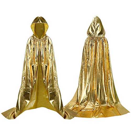 AIMEJZM Halloween Unisex Erwachsene glänzendes Kostüm Cape in voller Länge Gold Mantel glänzend für Männer Frauen von AIMEJZM