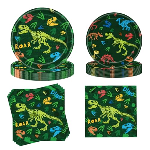 AINIUNIU 40pcs Stück Dinosaurier Geburtstag Geschirr Set, Dino Deko Kindergeburtstag, Dino Geburtstag Deko, Dinosaurier Pappteller Servietten für Kindergeburtstag Deko, für 20 Gäste AINIUNIU 40pcs Stück Dinosaurier Geburtstag Geschirr Set, Dino Deko Kindergeburtstag, Dino Geburtstag Deko, Dinosaurier Pappteller Servietten für Kindergeburtstag Deko, für 20 Gäste von AINIUNIU