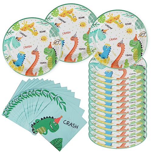 AINIUNIU Dinosaurier Geburtstag Party Set, 32 pcs Dino Geburtstag Deko - 16 Dino Servietten und 16 Dino Pappteller Dschungel Geburtstag Geschirr Kit, für Kinder Safari Geburtstagsdeko AINIUNIU Dinosaurier Geburtstag Party Set, 32 pcs Dino Geburtstag Deko - 16 Dino Servietten und 16 Dino Pappteller Dschungel Geburtstag Geschirr Kit, für Kinder Safari Geburtstagsdeko von AINIUNIU