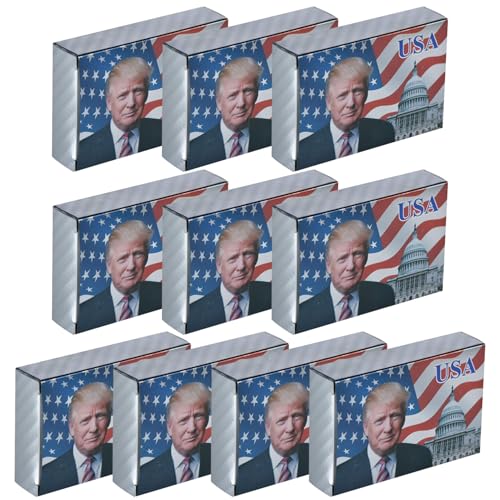 AINYROSE Donald Trump Spielkarten – versilbertes Deck mit wasserdichten Pokerkarten für Spiel, Tischspiele, gutes Geschenk für Freunde, Männer, Freunde, Freunde, 10 Stück von AINYROSE