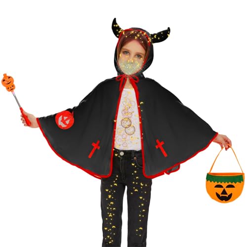 AIOSUY Halloween Kostüm Kinder Cosplay Set, für Mädchen Junge Halloween Cosplay Karneval,Halloween Stier Hörner Cape Kostüm, Plüsch Pelzigen schwarz Stier Hörner Cape Tier Cosplay AIOSUY Halloween Kostüm Kinder Cosplay Set, für Mädchen Junge Halloween Cosplay Karneval,Halloween Stier Hörner Cape Kostüm, Plüsch Pelzigen schwarz Stier Hörner Cape Tier Cosplay von AIOSUY