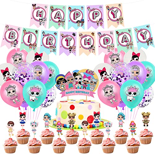 Geburtstag Deko 34 pcs, Luftballons Geburtstag, Ballon Banner, Cake Cupcake Topper, Tortendeko, Für Junge Mädchen Thema Geburtstag Party Kindergeburtstag Deko von AIOSUY