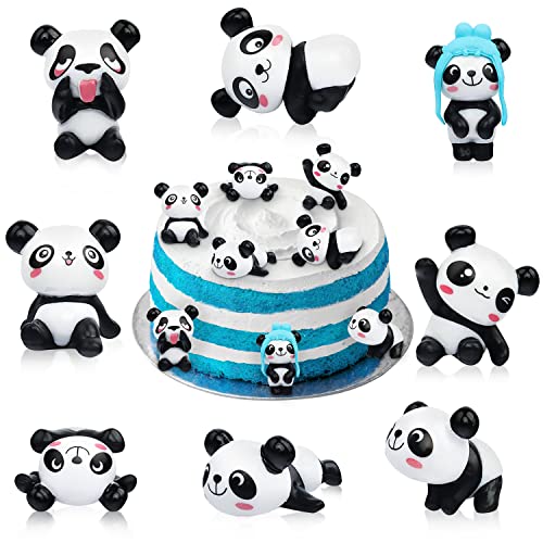 Panda Cake Topper 8 pcs, Mini Panda Figuren, Mini Panda Figuren, Panda Puppe Mini, Panda Figuren Cake Topper, Panda Dekoration, Panda Kuchen Topper, für Kinderfeste, Kuchen, Zuhause, Bürodekoration von AIOSUY