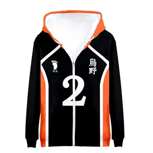 AIPILEI Anime Haikyuu Hoodie Reißverschluss Sweatjacke Karasuno Uniform Hinata Shoyo Cosplay Sweatshirt Langarm Kapuzenpullover Tops, Nr. 2 Kageyamatobio, XXL AIPILEI Anime Haikyuu Hoodie Reißverschluss Sweatjacke Karasuno Uniform Hinata Shoyo Cosplay Sweatshirt Langarm Kapuzenpullover Tops, Nr. 2 Kageyamatobio, XXL von AIPILEI