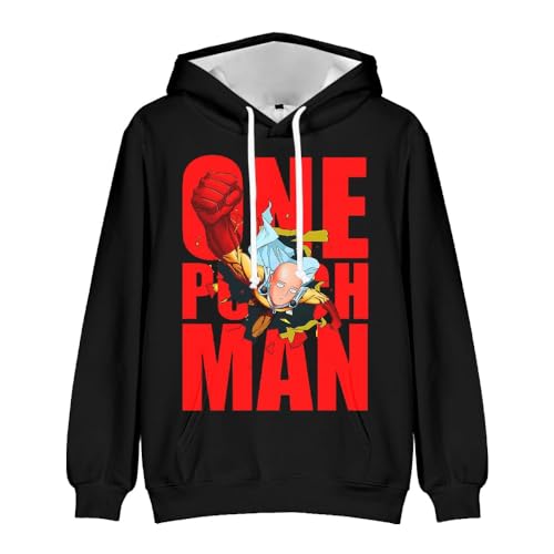 AIPILEI Anime One Punch Man Hoodie Saitama Teacher Same 3D-Druck Kinder Pullover Cartoon Mode Langarm Kordelzug Sweatshirt (Typ 2, 140) von AIPILEI