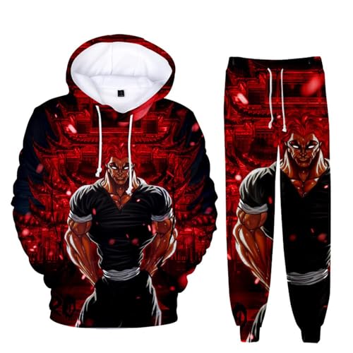 AIPILEI Baki Kapuzenpullover-Outfit-Set, Mädchen und Jungen, 3D-gedrucktes Kapuzen-Sweatshirt, Hanma-Baki-Kapuzenpullover, Hose, Outfit, Cosplay-Anzug, Anime-Merch, Typ 3, 120 AIPILEI Baki Kapuzenpullover-Outfit-Set, Mädchen und Jungen, 3D-gedrucktes Kapuzen-Sweatshirt, Hanma-Baki-Kapuzenpullover, Hose, Outfit, Cosplay-Anzug, Anime-Merch, Typ 3, 120 von AIPILEI
