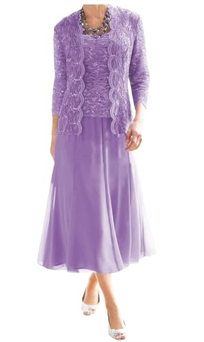 AIPILEI Brautmutter-Kleider in Übergröße, formale Kleider für die Mutter des Bräutigams mit Jacke (20 Lila, 10) von AIPILEI