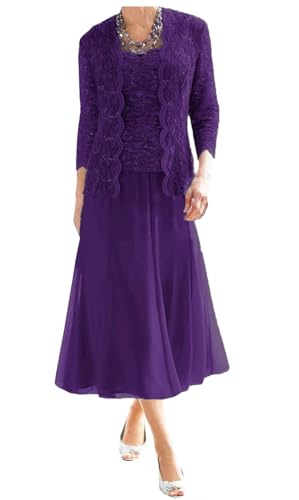 AIPILEI Brautmutter-Kleider in Übergröße, formale Kleider für die Mutter des Bräutigams mit Jacke (25 - Violett, 20) von AIPILEI