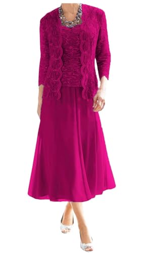 AIPILEI Brautmutter-Kleider in Übergröße mit Jacke (01-Fuchsia, 20) von AIPILEI