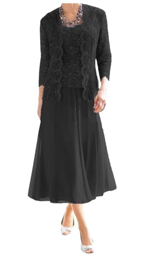 AIPILEI Brautmutter-Kleider in Übergröße mit Jacke (02-Schwarz, 20) von AIPILEI