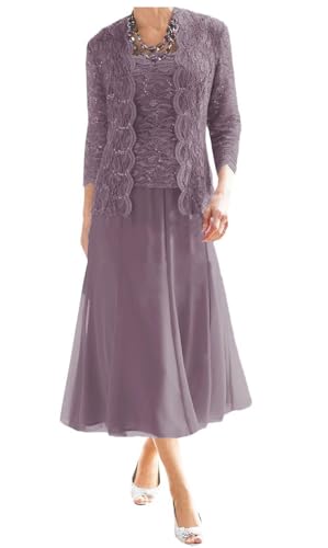 AIPILEI Brautmutter-Kleider in Übergröße mit Jacke (08-Mauve, 20) von AIPILEI