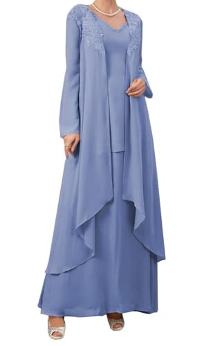 AIPILEI Brautmutterkleider für Damen, mit Jacke, Brautmutter des Bräutigams für Hochzeit, elegant (09 - Dusty Blue, 10) von AIPILEI