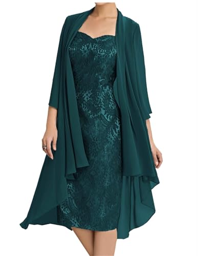 AIPILEI Brautmutterkleider mit Hochzeitsjacke, elegantes formales Abendkleid in Übergrößen (Pfau, 8) von AIPILEI