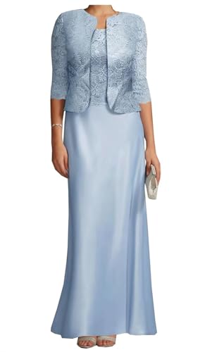 AIPILEI Brautmutterkleider mit Jacke für Hochzeit, lang, Übergröße, Brautmutterkleid, Hochzeitsgästekleid (01-Himmelblau, 20) von AIPILEI