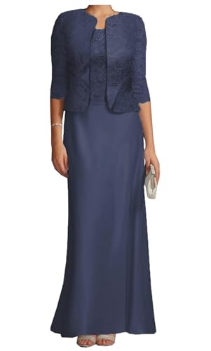 AIPILEI Brautmutterkleider mit Jacke für Hochzeit, lang, Übergröße, Brautmutterkleid, Hochzeitsgästekleid (03-Stormy, 22) von AIPILEI