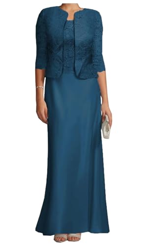 AIPILEI Brautmutterkleider mit Jacke für Hochzeit, lang, Übergröße, Kleid für die Mutter des Bräutigams, Hochzeitsgäste (16 Blaugrün, 20) von AIPILEI