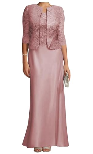 AIPILEI Brautmutterkleider mit Jacke für Hochzeit, lang, Übergröße, Kleid für die Mutter des Bräutigams, Hochzeitsgästekleid (08-Dusty Rose, 14) von AIPILEI