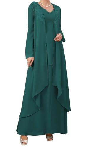 AIPILEI Damen 2 Stück Brautmutterkleider mit Jacke Übergröße Brautmutter Kleider für Hochzeit Elegant (15-Peacock, 22) von AIPILEI