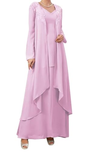 AIPILEI Damen 2 Stück Brautmutterkleider mit Jacke Übergröße Brautmutter Kleider für Hochzeit Elegant (17-Blush, 12) von AIPILEI