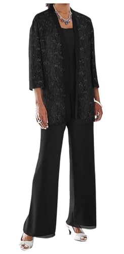 AIPILEI Hose der Brautmutter für Hochzeit, große Größe, Hose der Mutter des Bräutigams für Damen, formelles Hochzeitskostüm (04-schwarz, 24) von AIPILEI
