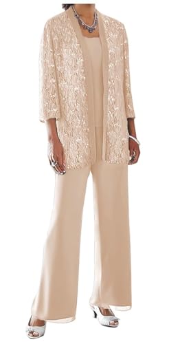 AIPILEI Hosenanzug für Brautmutter zur Hochzeit, Übergröße, Hose für Mutter des Bräutigams, elegante Anzüge für formelle Hochzeit (05-Champagner, 6) von AIPILEI