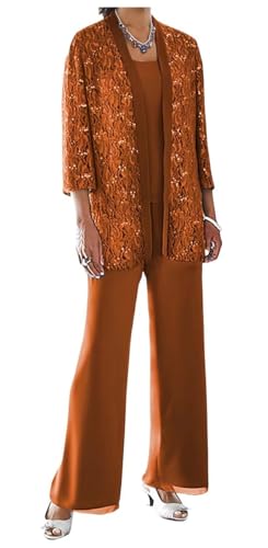 AIPILEI Hosenanzug für die Brautmutter für Hochzeit, Übergröße, für die Mutter des Bräutigams, elegante Hochzeit, formell (02-Rust, 22) von AIPILEI
