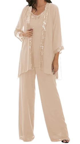 AIPILEI Hosenanzug für die Brautmutter für Hochzeit, Übergröße, für die Mutter des Bräutigams, elegante Hochzeit, formell (05-Champagner, 8) von AIPILEI
